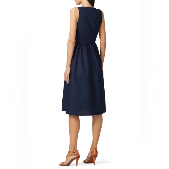 J.Crew Rosina Poplin Button Front Wrap Dress Navy, Size 12 midi lenght cotton - Picture 2 of 13